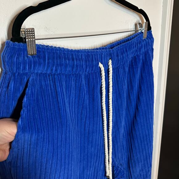 Nahmias Men's Blue Corduroy Relaxed Trousers Size 36 Drawstring Straight Leg - Picture 4 of 14
